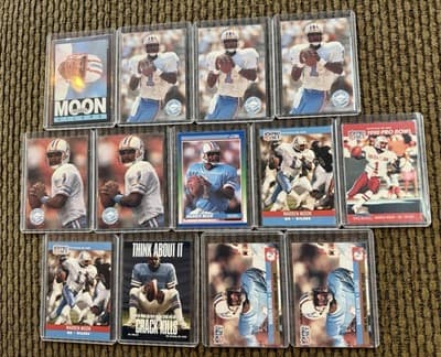Lot of 13 WARREN MOON Football Cards HOF Rookie Pro Set Topps Score 1985-1991