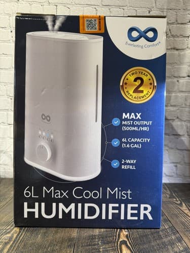 Everlasting Comfort 6L Max Cool Mist Humidifier Large Room Night Light Quiet