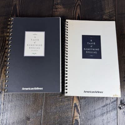 2 - American Airlines Spiral Bound Cook Book Recipe A Taste of Something Special