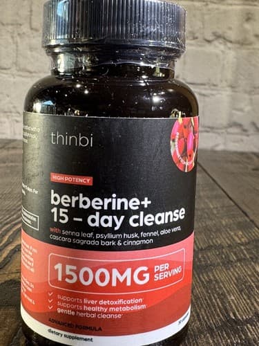 Thinbi Berberine + 15 Day Herbal Cleanse Detox 1500mg Metabolism Liver Support
