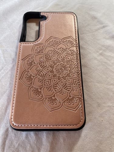 Galaxy S22 Plus Phone Flip Case Wallet Card Holder - Pink Flower Magnetic Close