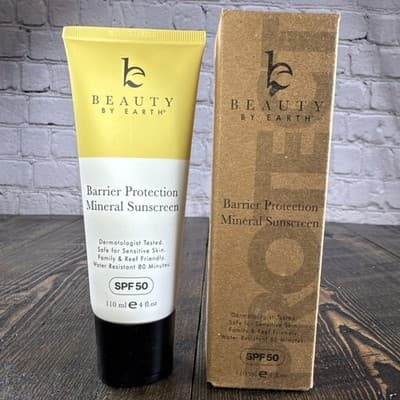 Beauty by Earth Mineral Sunscreen Barrier Protection SPF 50 Reef Friendly 4 floz