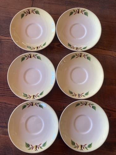 6 Teacup Saucers Taylor Smith Taylor Swiss Provincial 6” Yellow Antique 1952