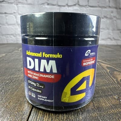 4Well Products Dim Supplement 370mg Complex Zinc Niacinamide Hormone Balance