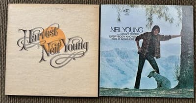 NEIL YOUNG Lot Of 2 LP Vinyl Records - Harvest, Everybody Knows This Is Nowhere