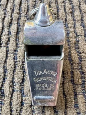 VINTAGE, THE ACME THUNDERER, WHISTLE WITH CORK BALL - MADE IN ENGLAND