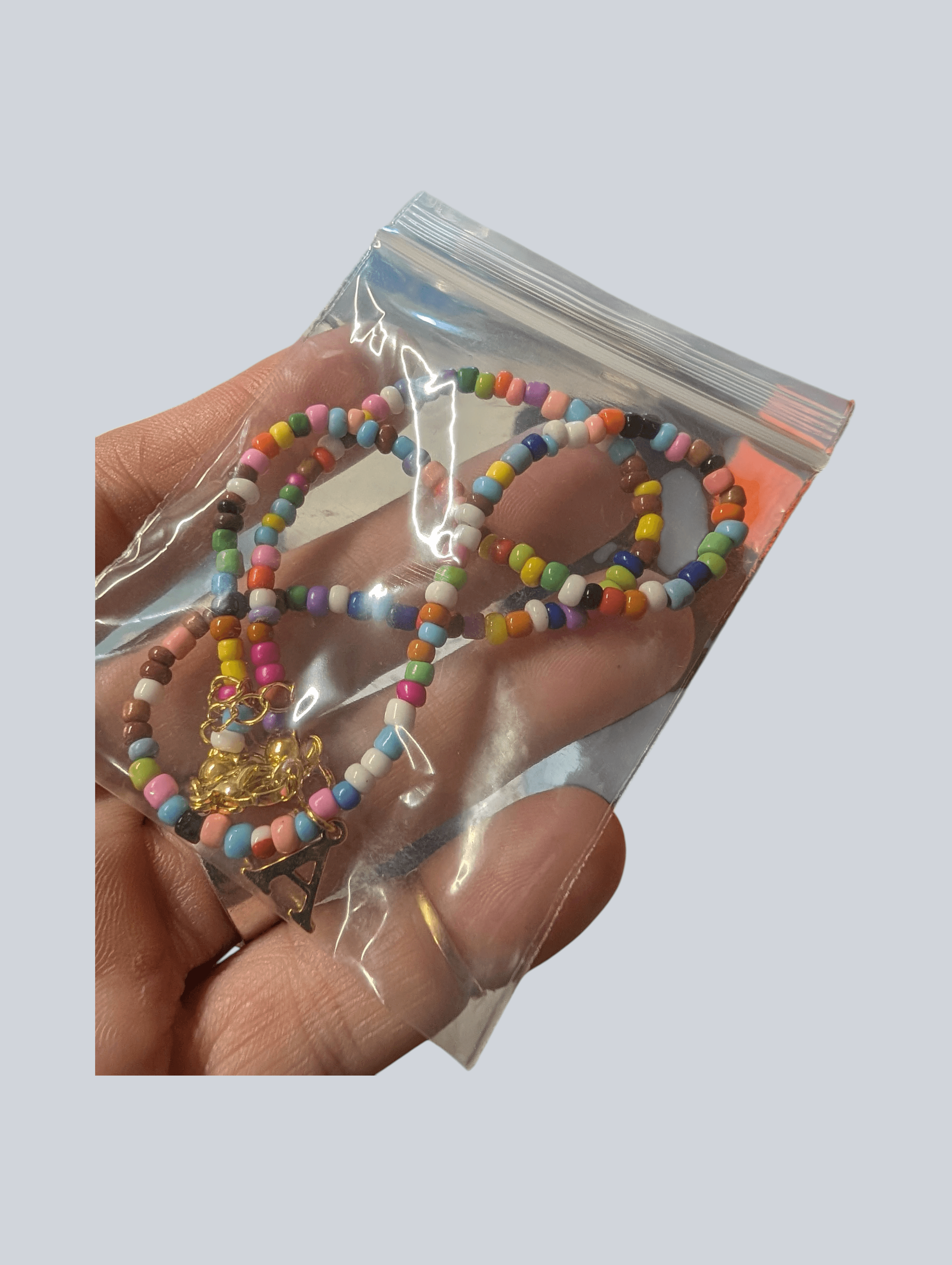 Colorful Beaded Necklace with Initial Charm