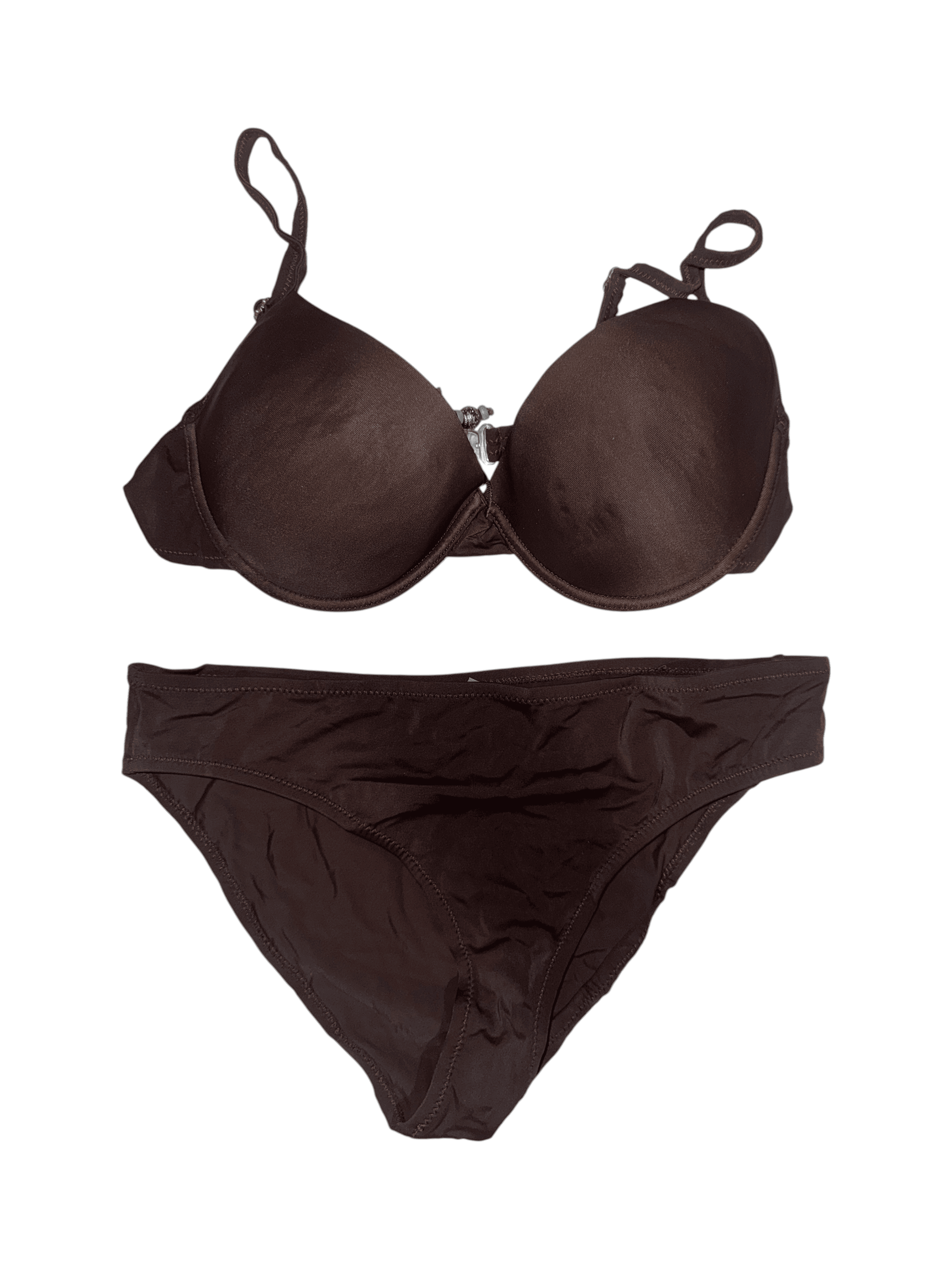 Brown Bikini Set with Beaded Detail