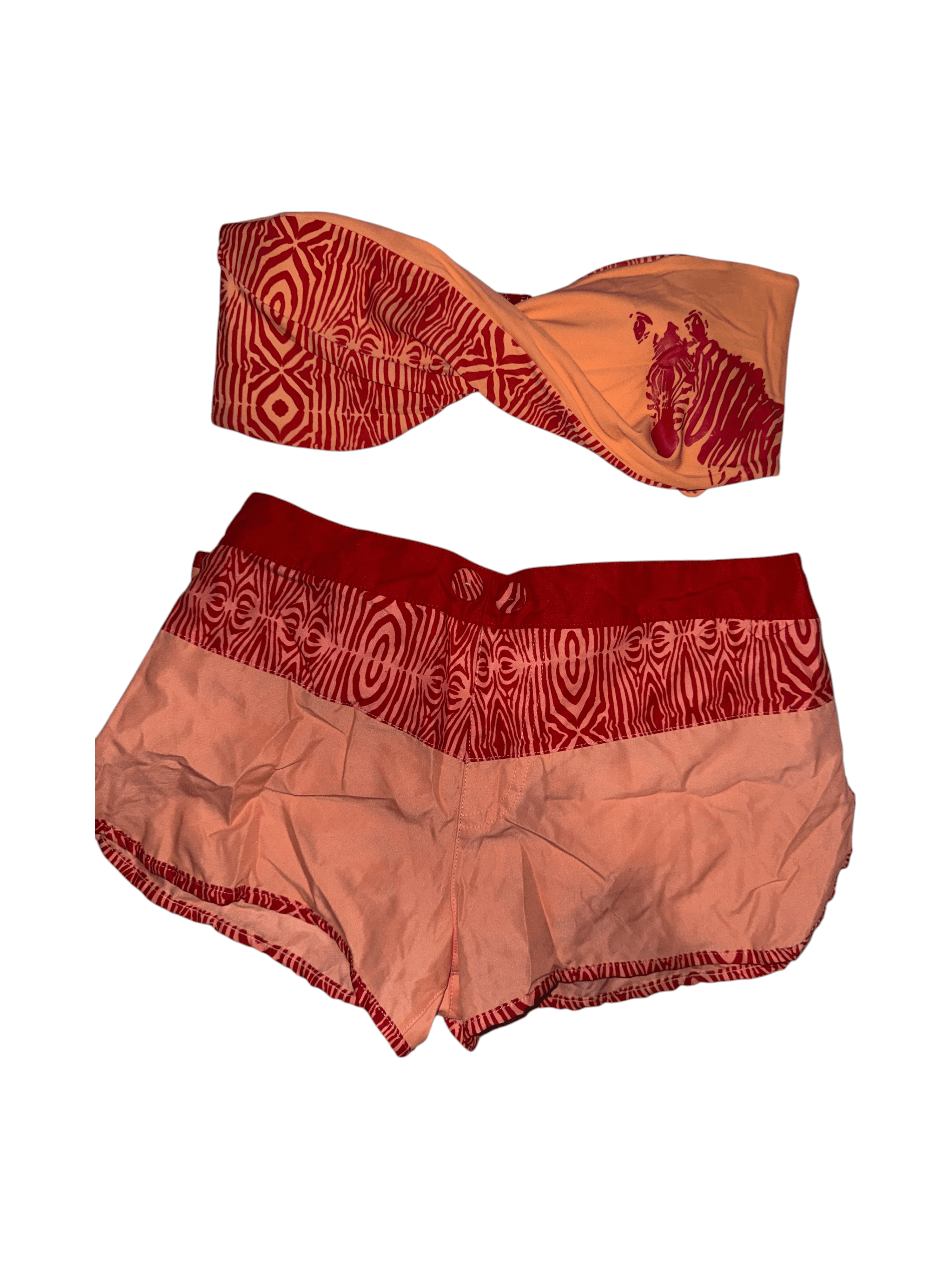Orange Zebra Print Bikini 3 piece Set Size M
