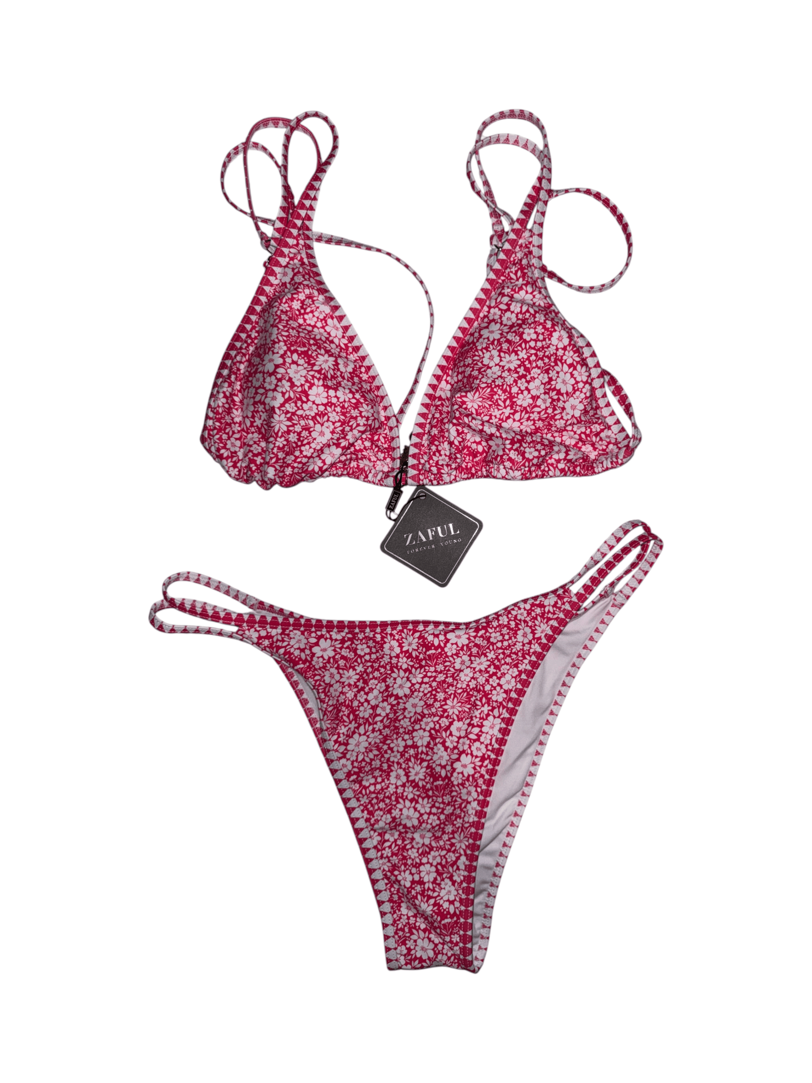 NWT Zaful Red Floral Bikini Size L