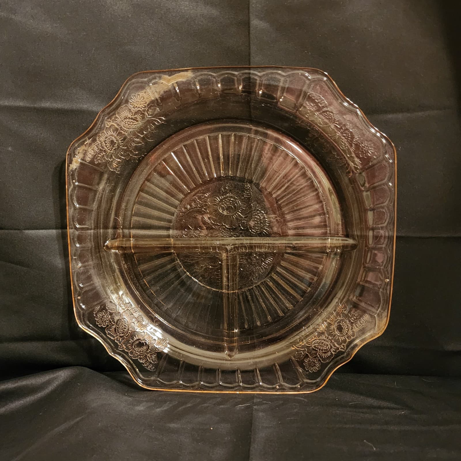Vintage Anchor Hocking Open Rose Pink Depression Glass Grill Plate
