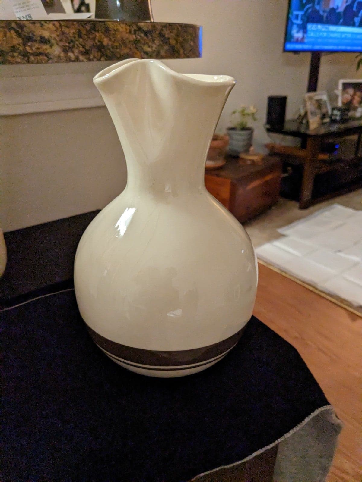 Vintage McCoy USA Striped Ceramic Pitcher 8.25 Inches Tall no chip