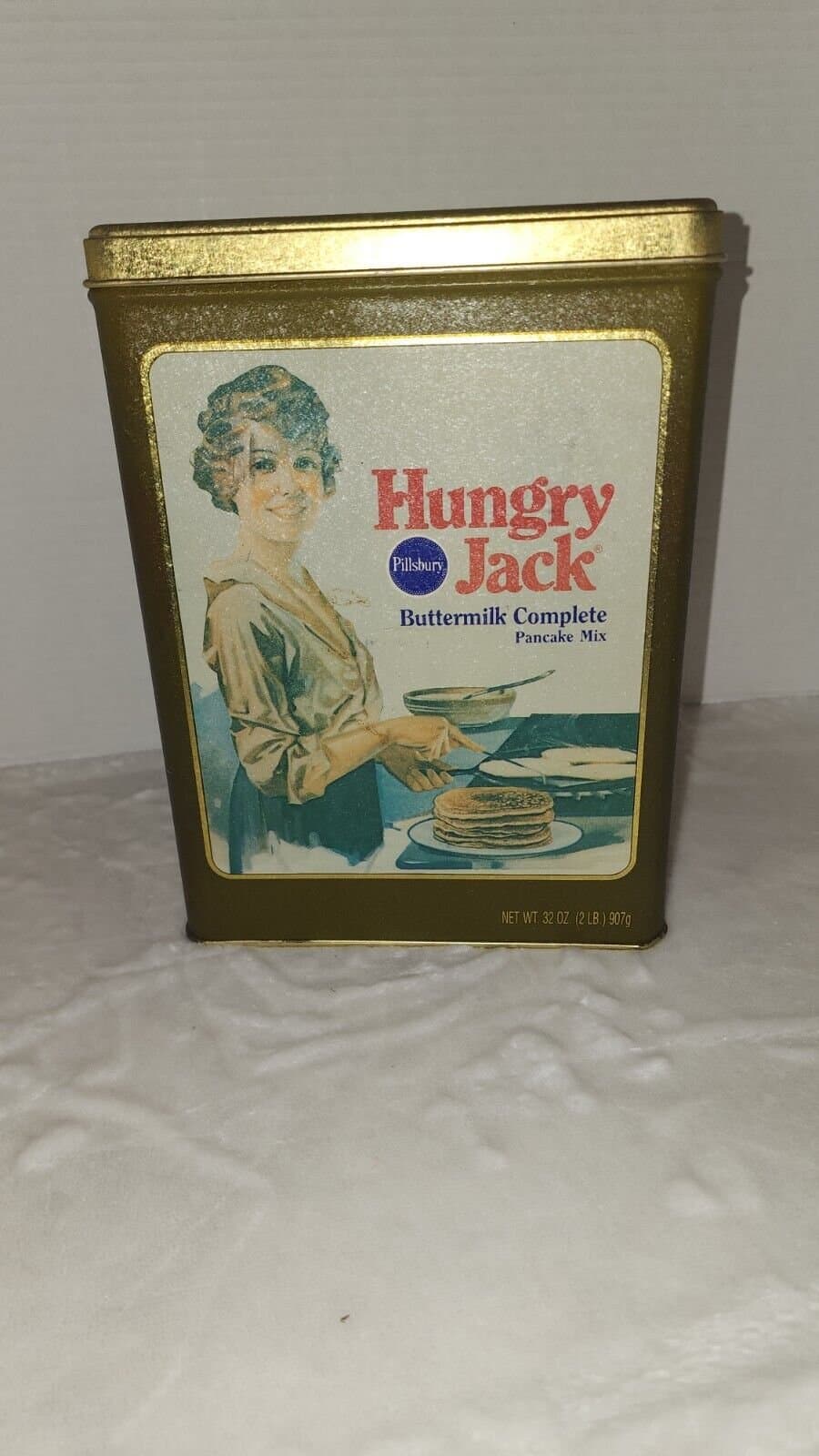 Vintage Pillsbury Hungry Jack Pancake Mix Tin Collectible Metal Container Box