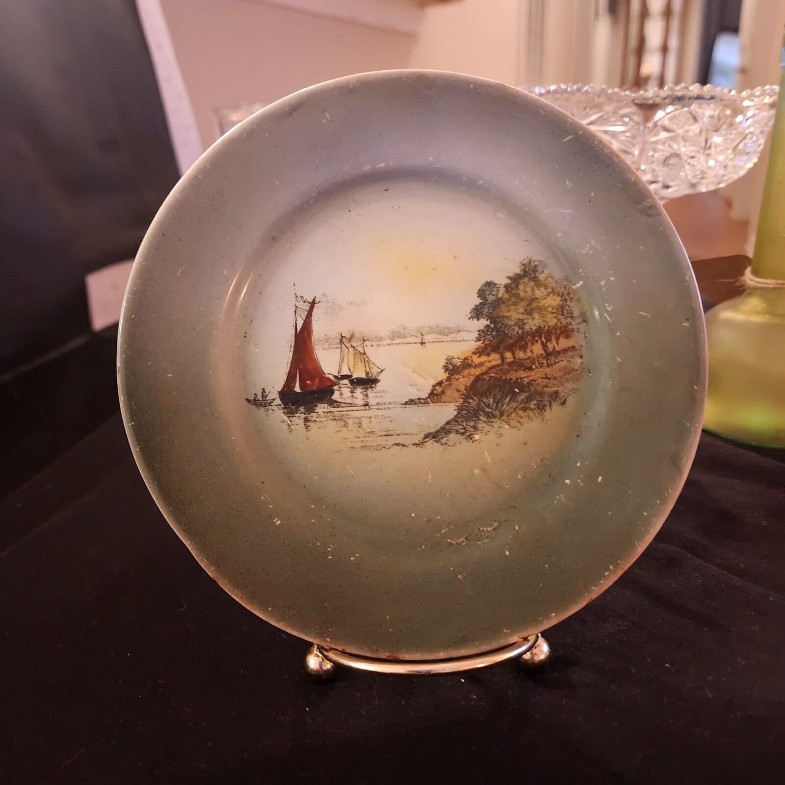 Small Antique Transferware German Plate...: 6" Diameter...5 oz.