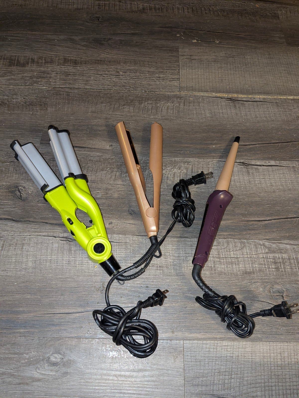 Curling wand beach waver and straightener curler bundle