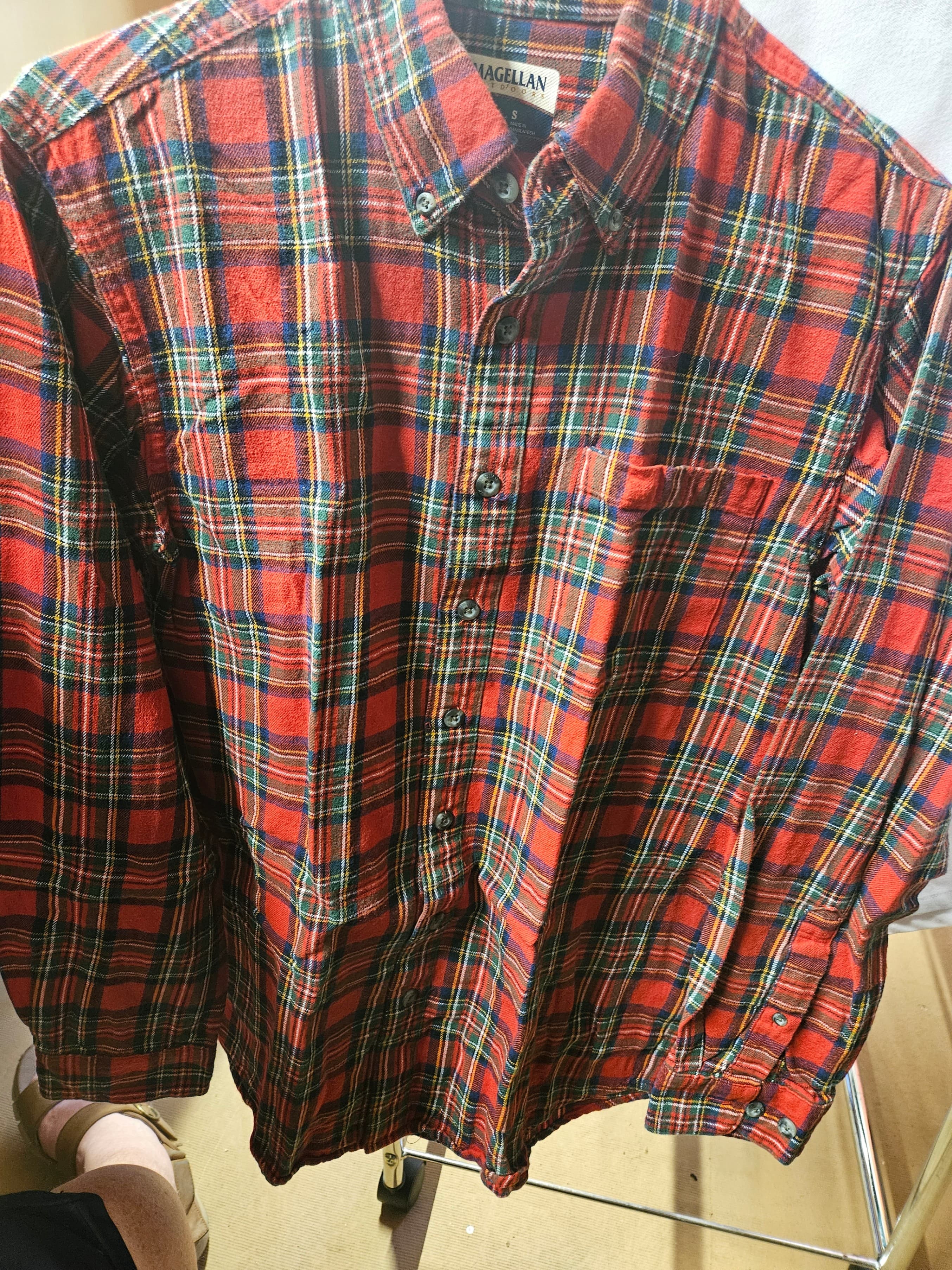 Magellan Red Plaid Button-Up Shirt Size S