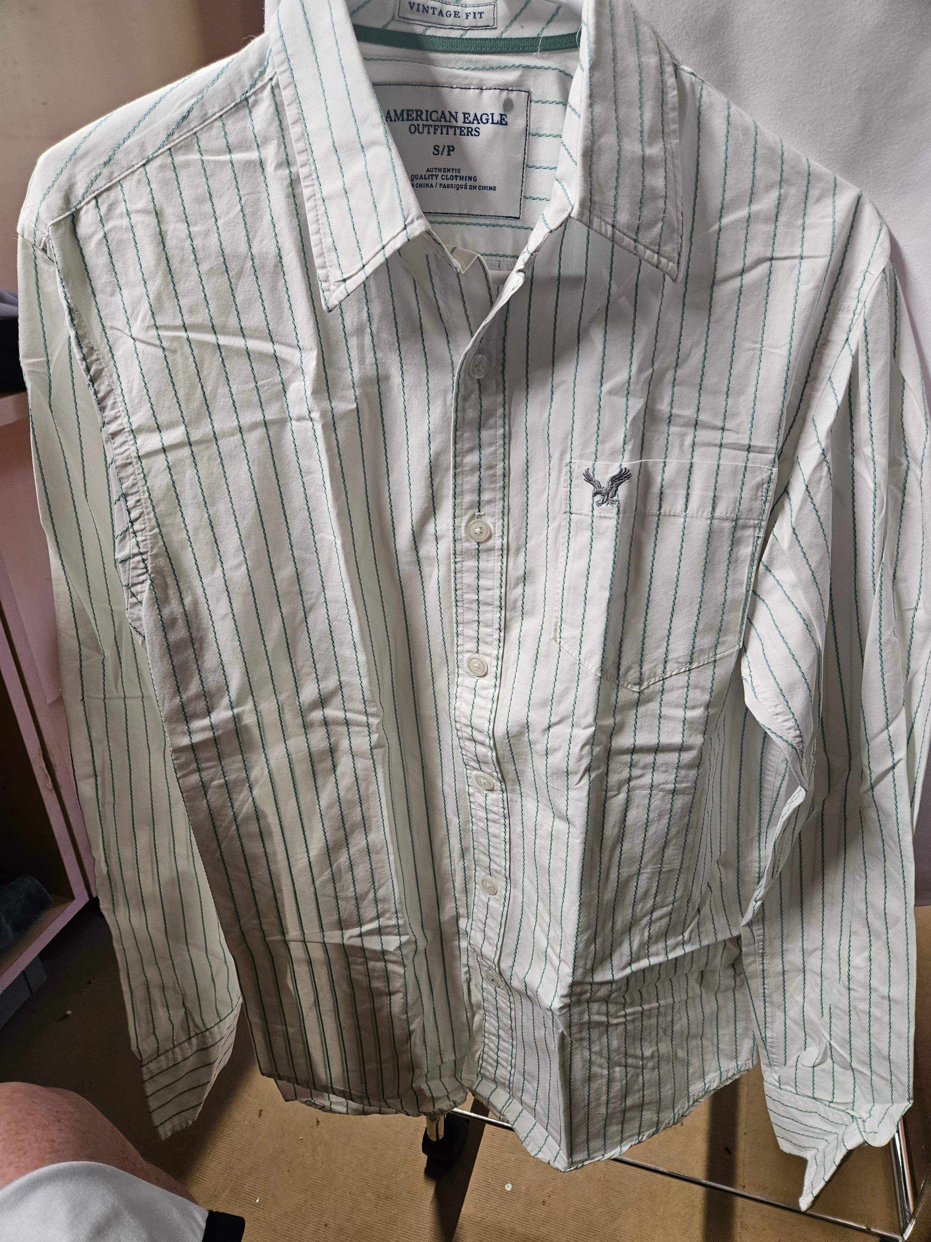American Eagle Outfitters Striped Button-Up Shirt S/P