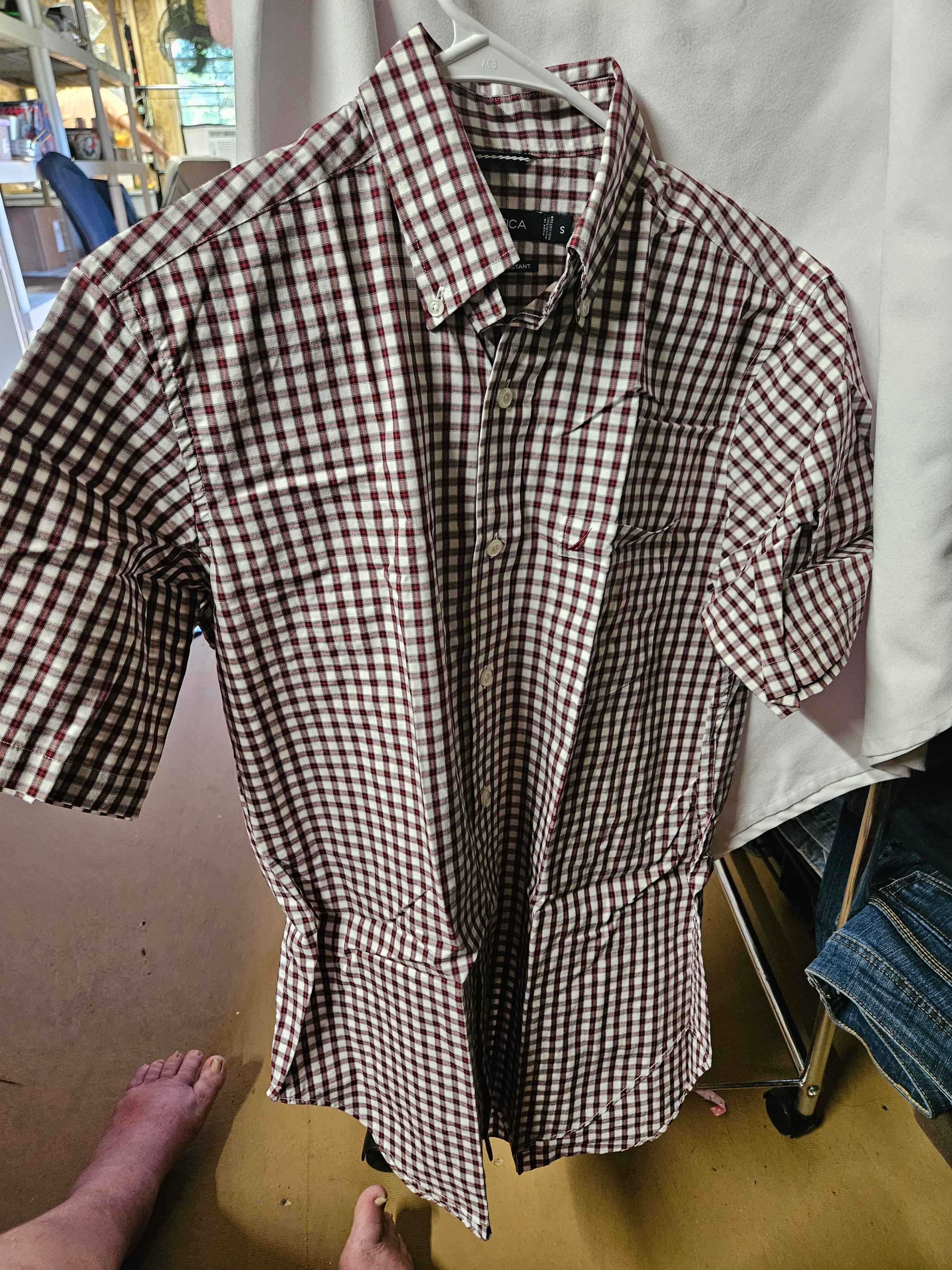 Nautica Men's Checkered Short Sleeve Shirt Size S