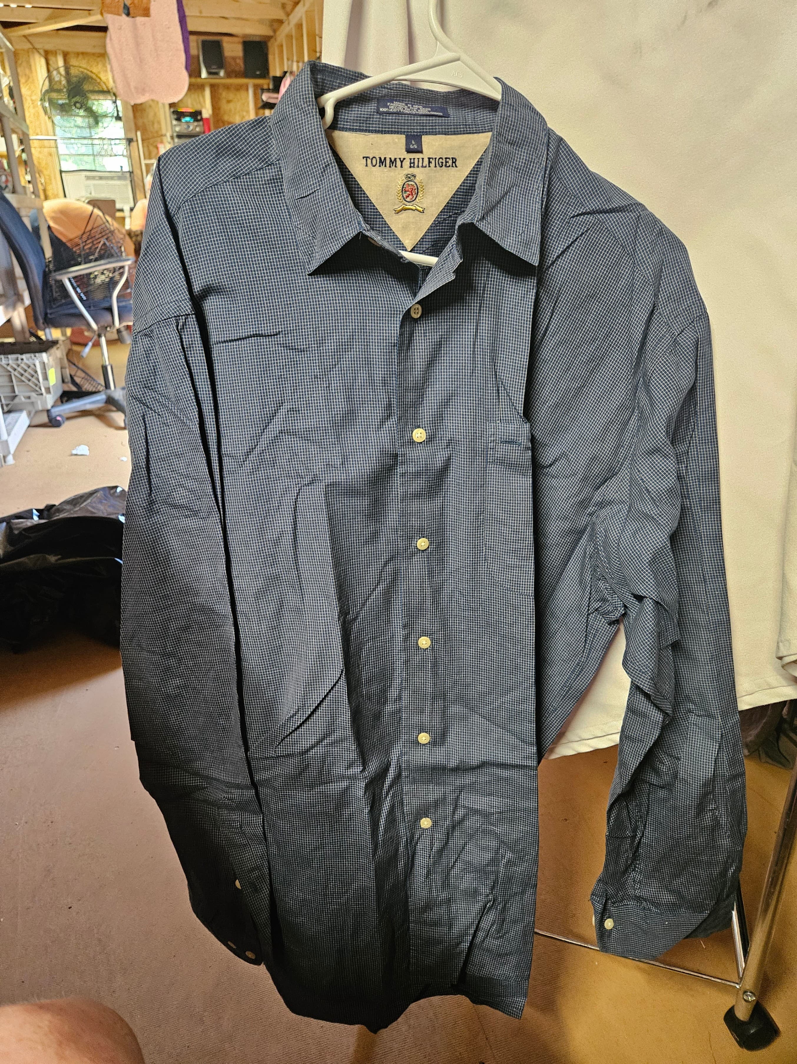 Tommy Hilfiger Men's Checkered Dress Shirt Size L