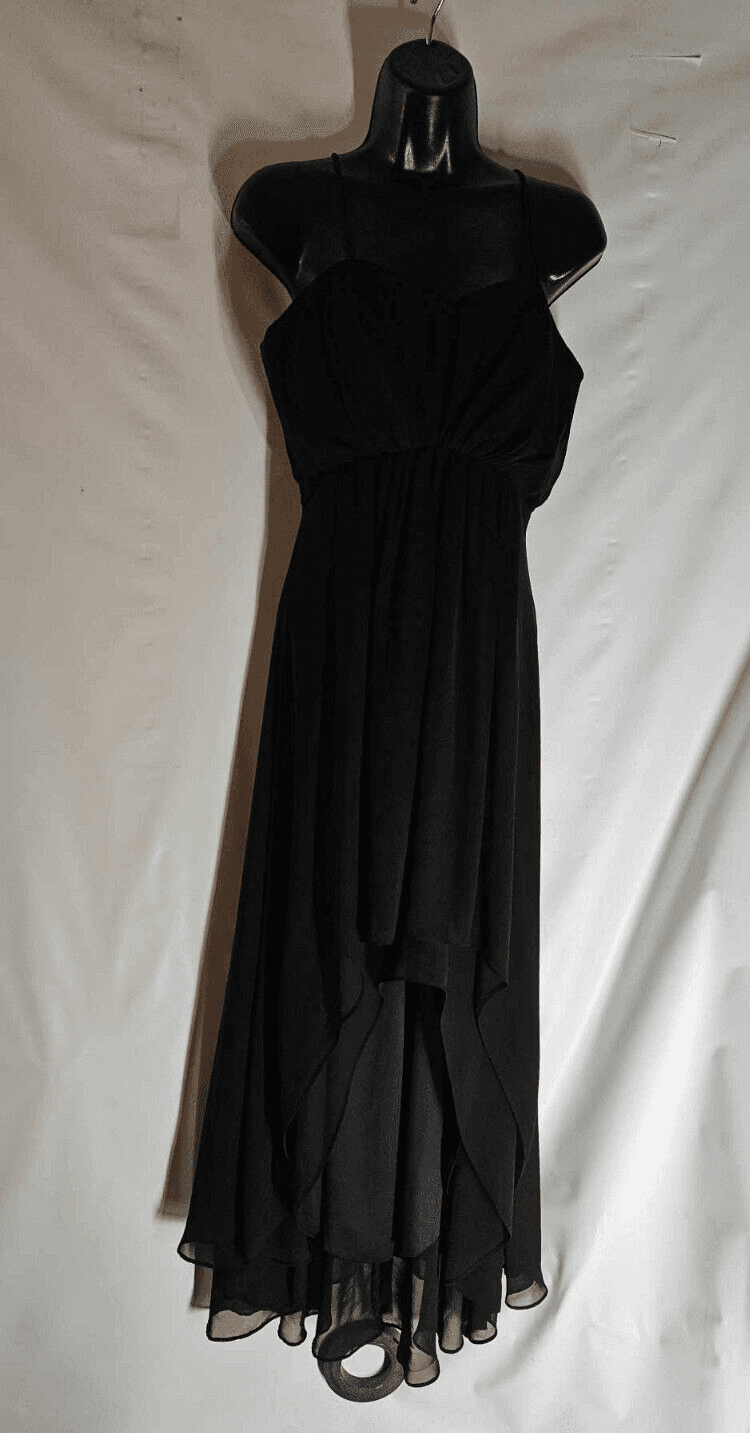 Fiesta Women's Black Formal Dress Medium Strapless Elastic Waste Layers Flare