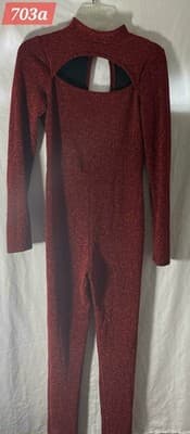 Pretty Little Things Red Metallic Glitter Women's Jumpsuit Large Pants Romper