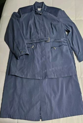 PAMELA McCOY Collections Leather 2 Piece Nwt Women's Skirt Suit 1x Dress Blue