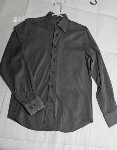 Express 1MX Shirt Mens Small Button Up Long Sleeve Business Casual Dark Gray