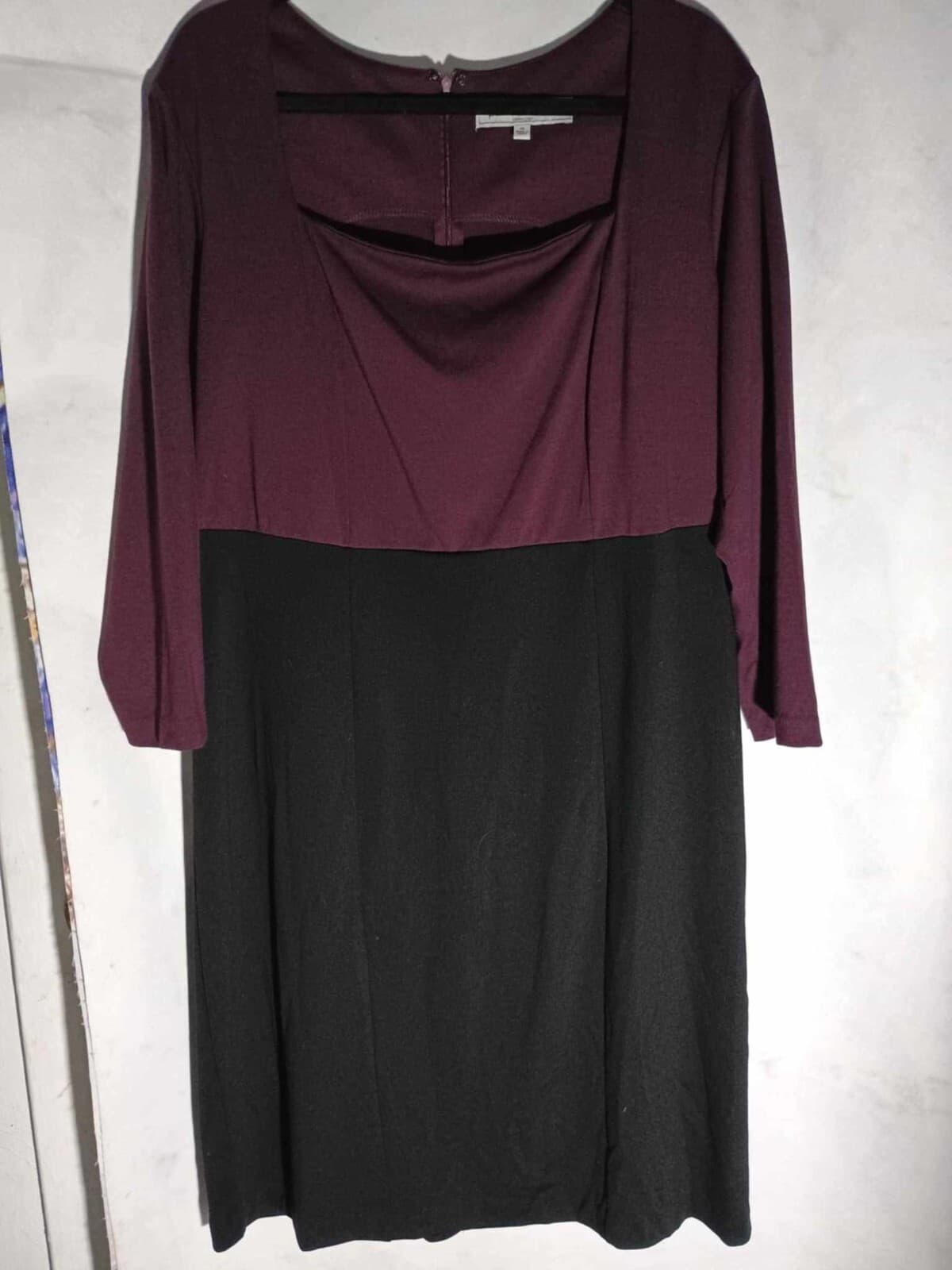 Pamela McCoy Collection Dress Women's 1X black Purple Mid Length Long Sleeve
