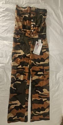 V.I.P. Jeans Women's Size XL Camouflage Overalls Jumpsuit Strapless Romper Denim