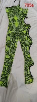 Fashion Nova Women's Bodysuit Bodycon Sexy Jumpsuit Large NWT Mesh Green & Black