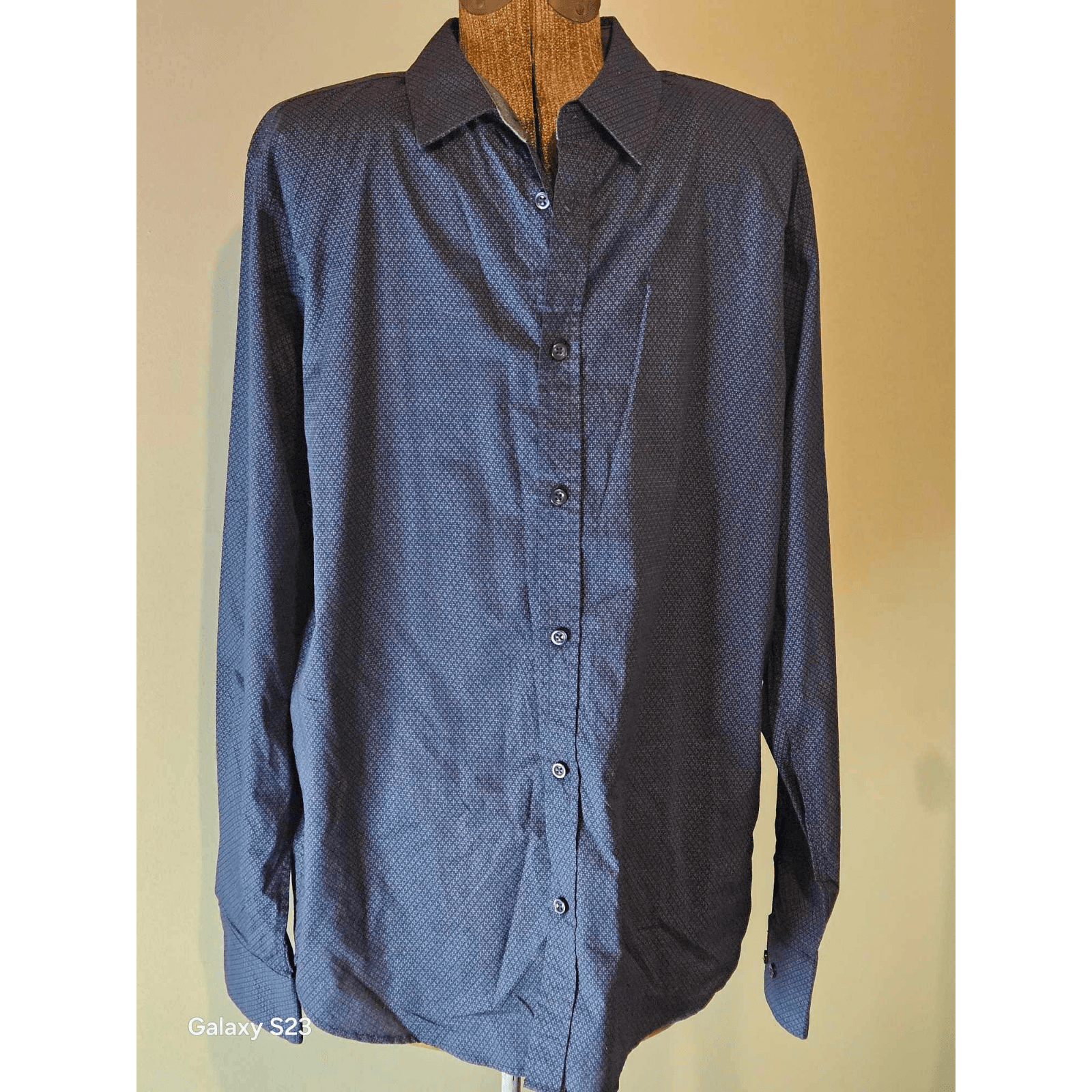 London Fog Men's Blue Button Down Dress Shirt Regular Fit Long Sleeve Size Large