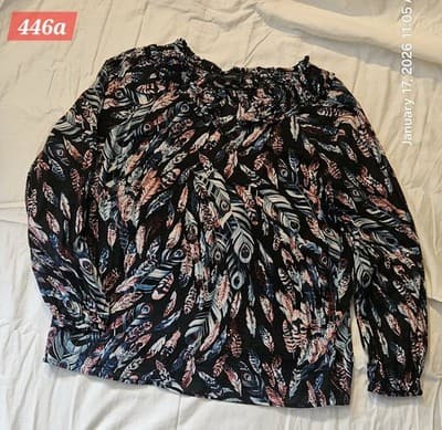 Talbots Women's Long Sleeve Floral Blouse Medium 100% Cotton Shirt