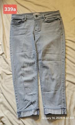 J. Jill Women's Denim Light Blue Jeans Size 6 Cropped Pants Fold Leg Hem