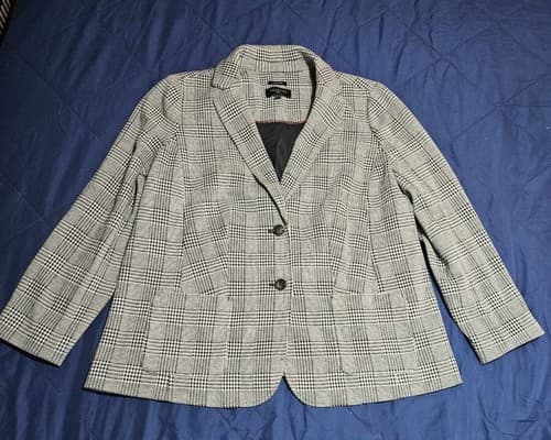 Talbots Aberdeen Blazer Jacket Women's Size 14 Black White Button