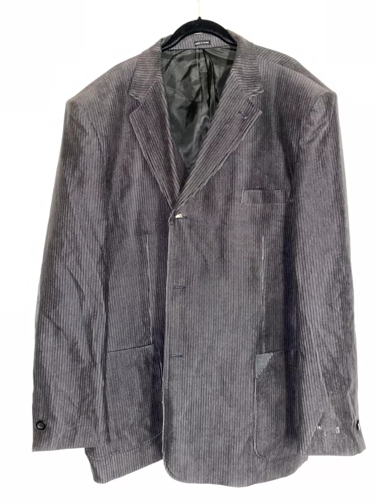 Vintage Pronti Men's Corduroy Gray Blazer 3XL Single Breasted Suit Separate