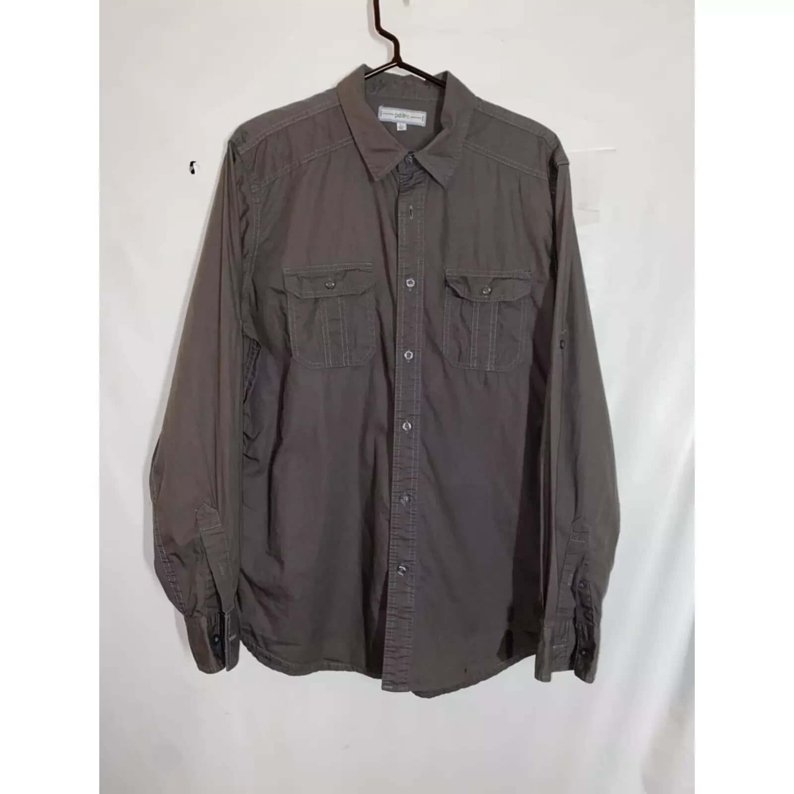 PD&C Men's Long Sleeve Casual Button-Down Shirts for Men Size L Front Pocket