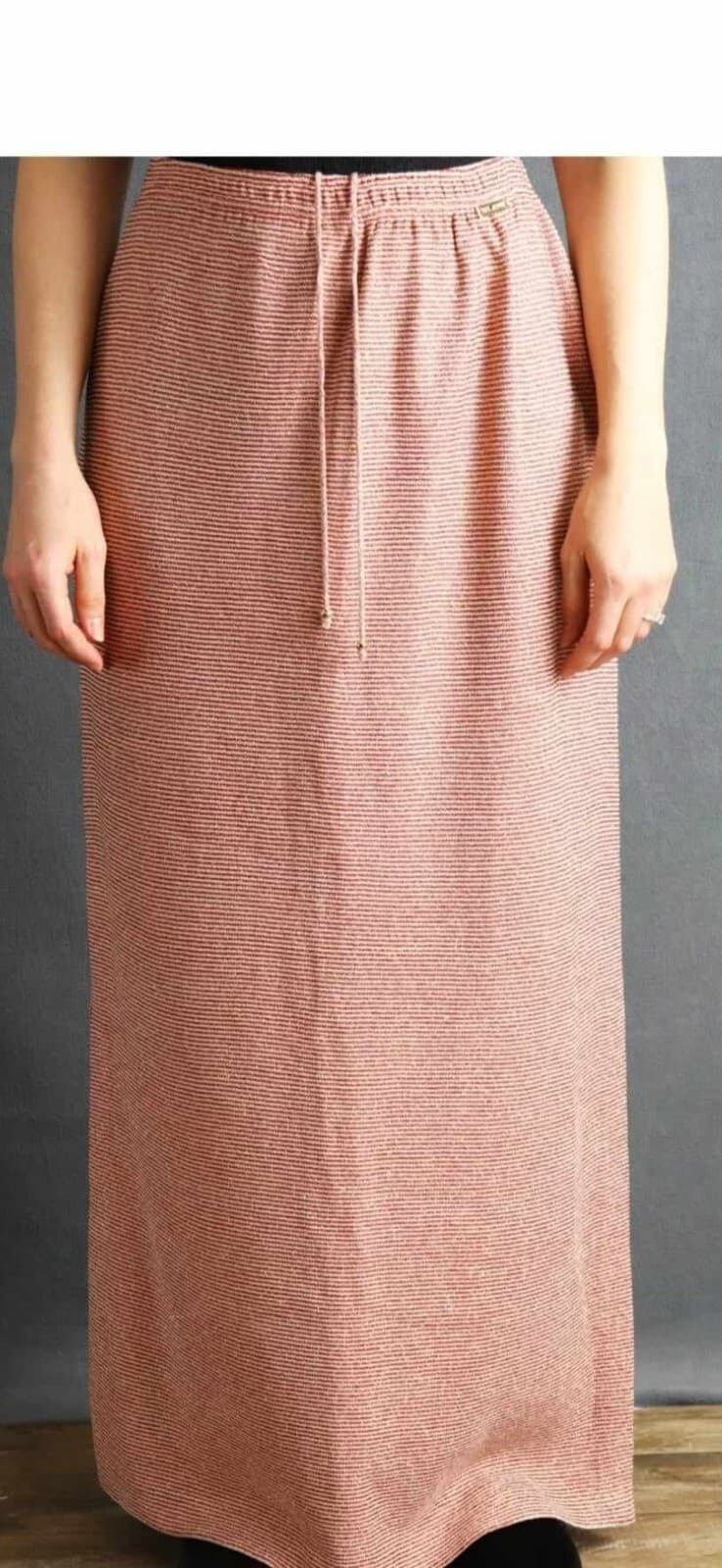 St. John Sport Women's Pencil Maxi Skirt Slit Red Gold Medium Long NWT