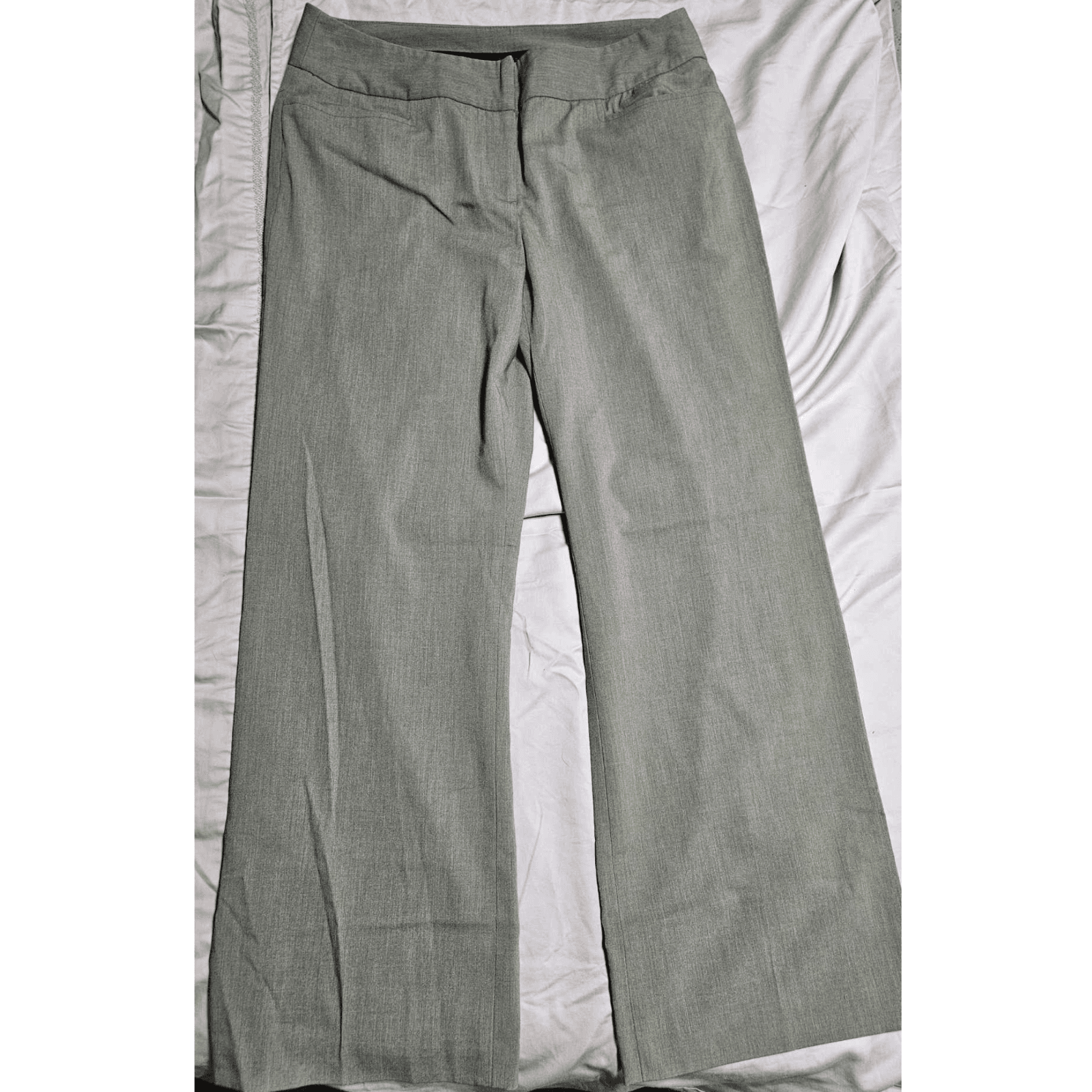 Apostrophe Petite Women's Gray Relaxed Fit Straight Wide Leg Pants slacks 8PT