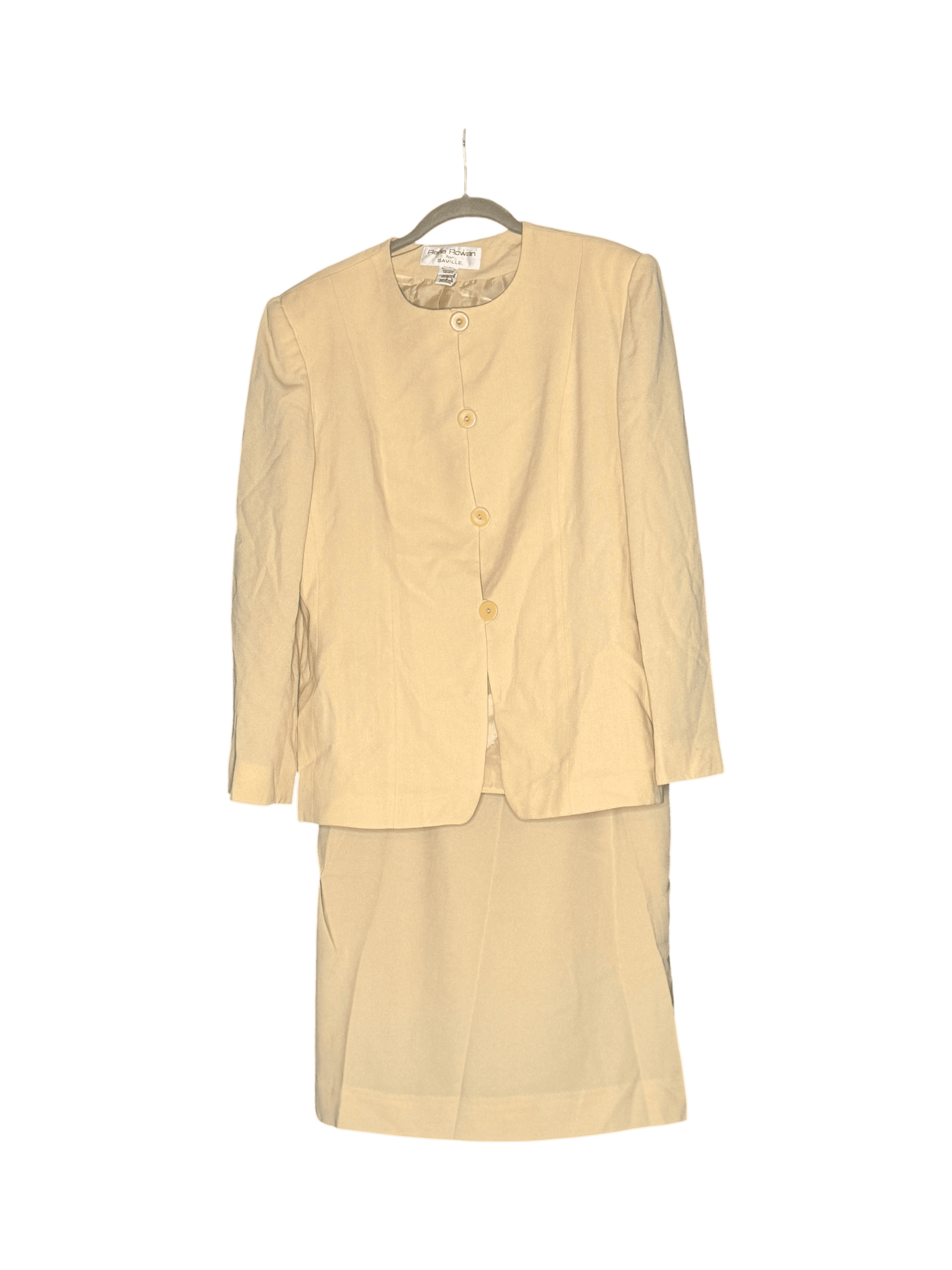 Rena Rowan for Saville Beige Skirt Suit Set (Size 12 / 14)