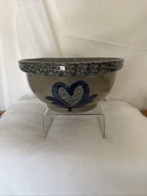 BBP Beaumont Brothers Pottery 9” Mixing/Nesting Bowl Glazed Cobalt Heart