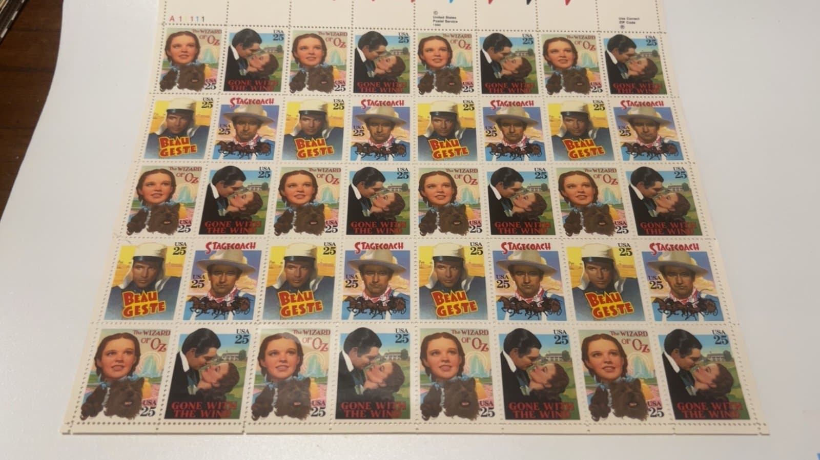25c Classic Hollywood Films Stamps: Gone With the Wind, Stagecoach, Wizard of Oz