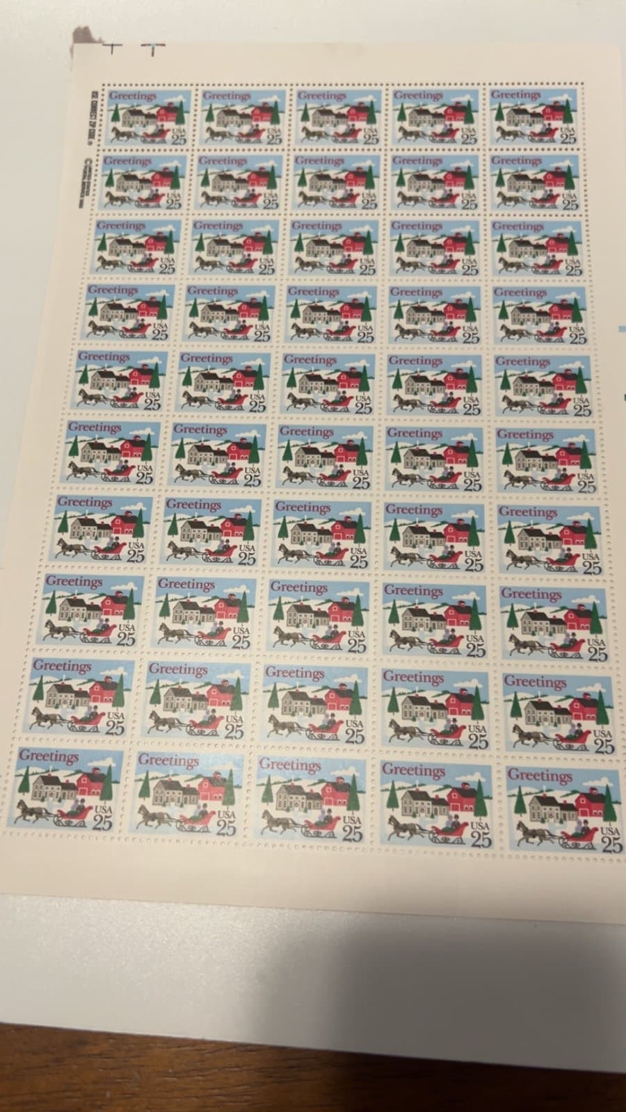 US Stamp Sheet Scott# 2400 Open Sleight & Village Scene 1988 MNH H391
