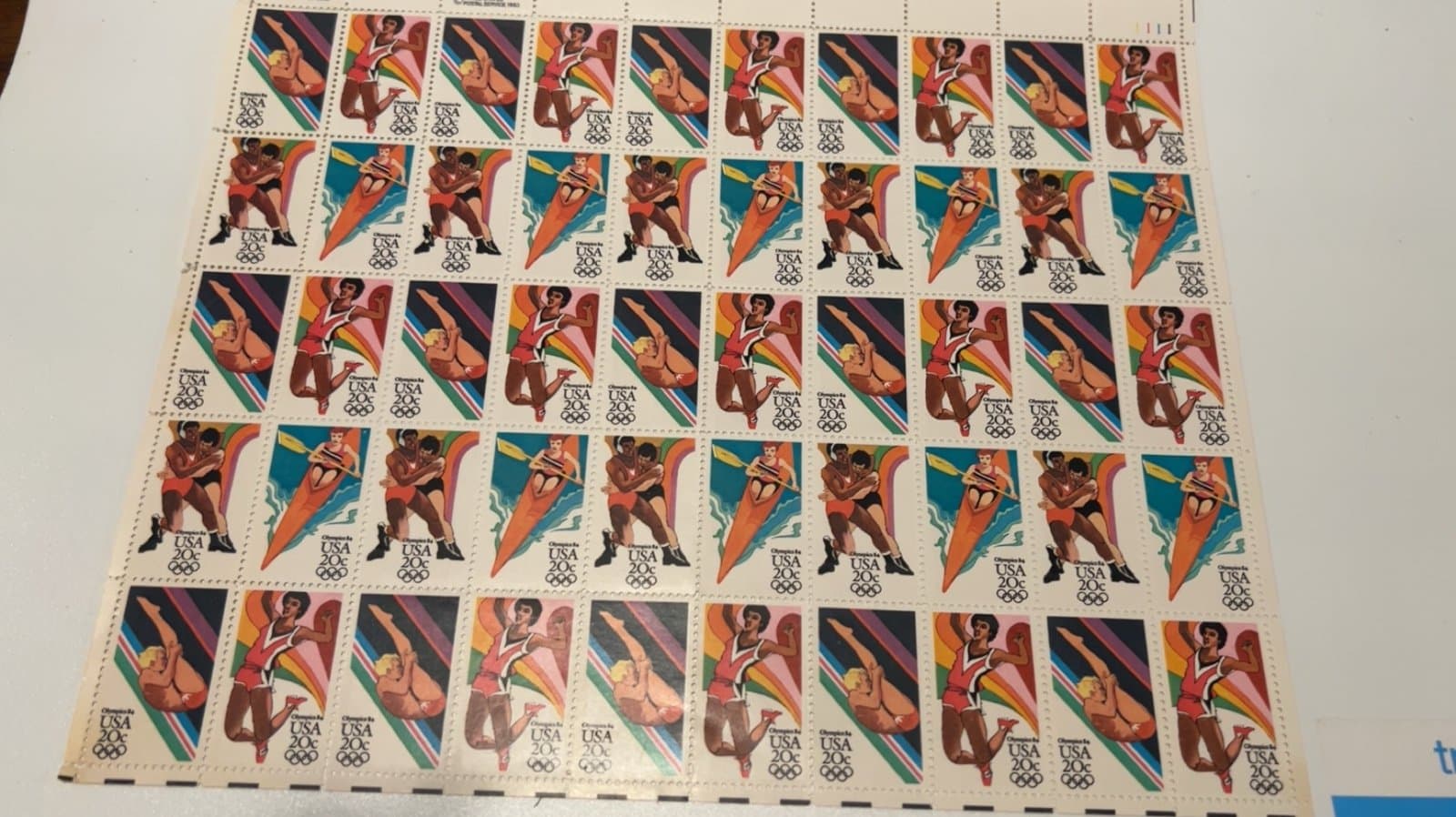 Scott #2082-85 L.A. Summer Olympics Sheet of 50 20¢ Stamps (1984)