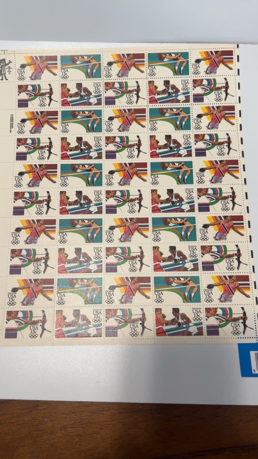 1983 13c Olympics 50 USA Stamp Sheet - Scott #2048-51 Archery Boxing Track