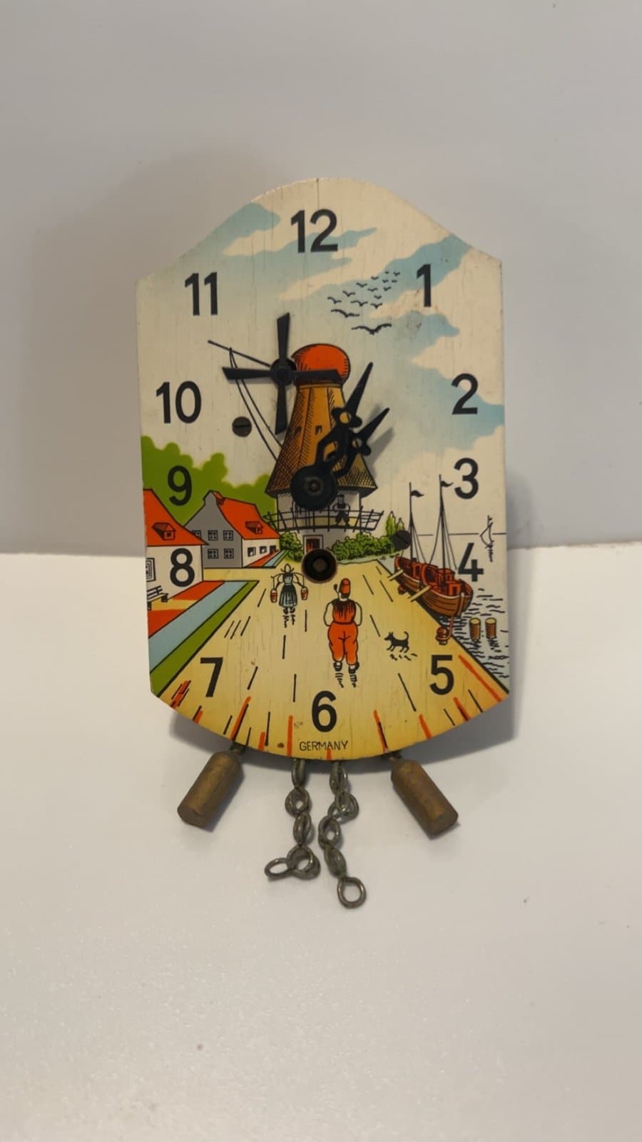 Vintage Mini Cuckoo Clock Made West Germany Dutch Revolving Windmill