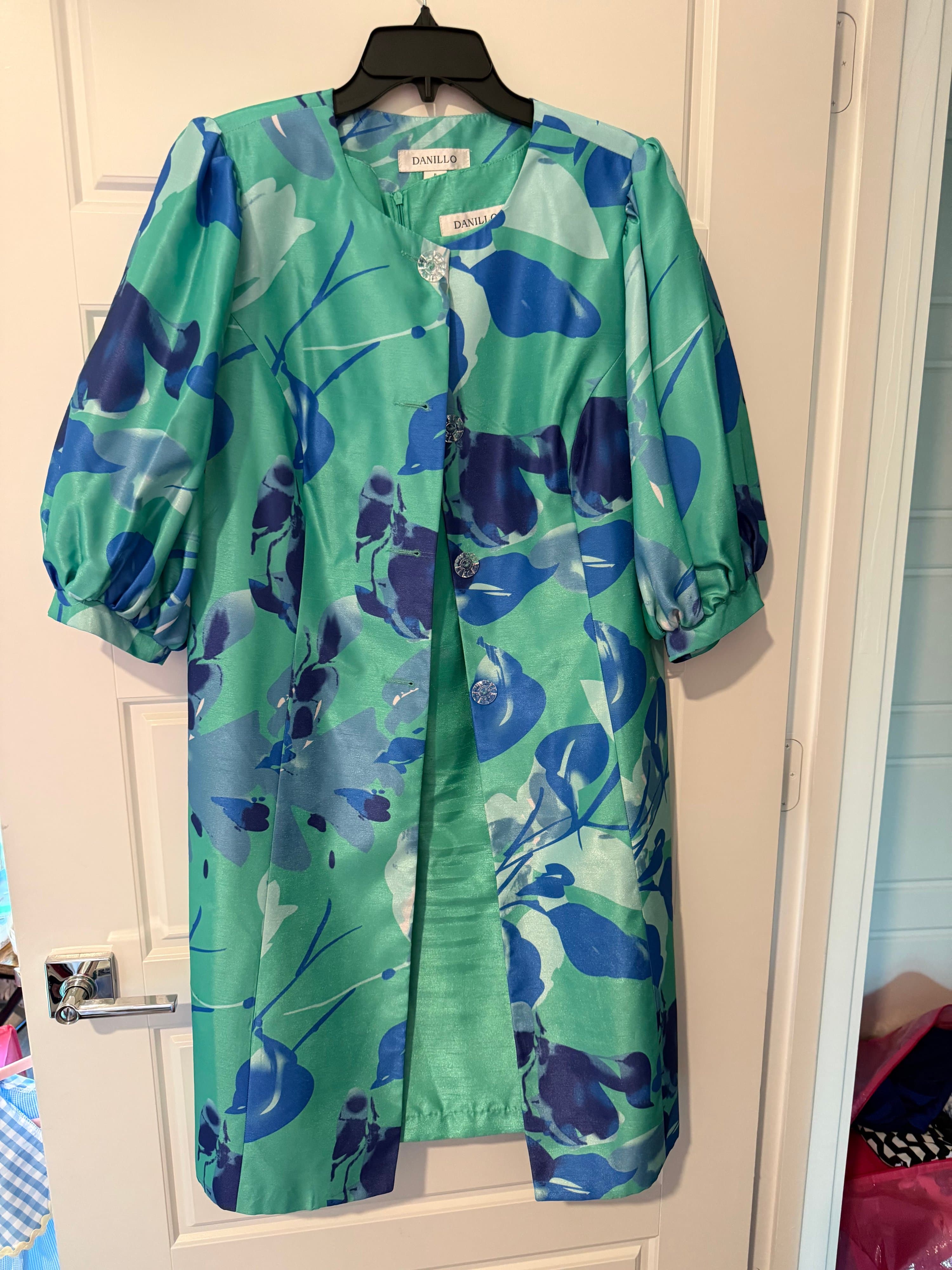 Danillo Floral Print Dress with Puff Sleeves size 8