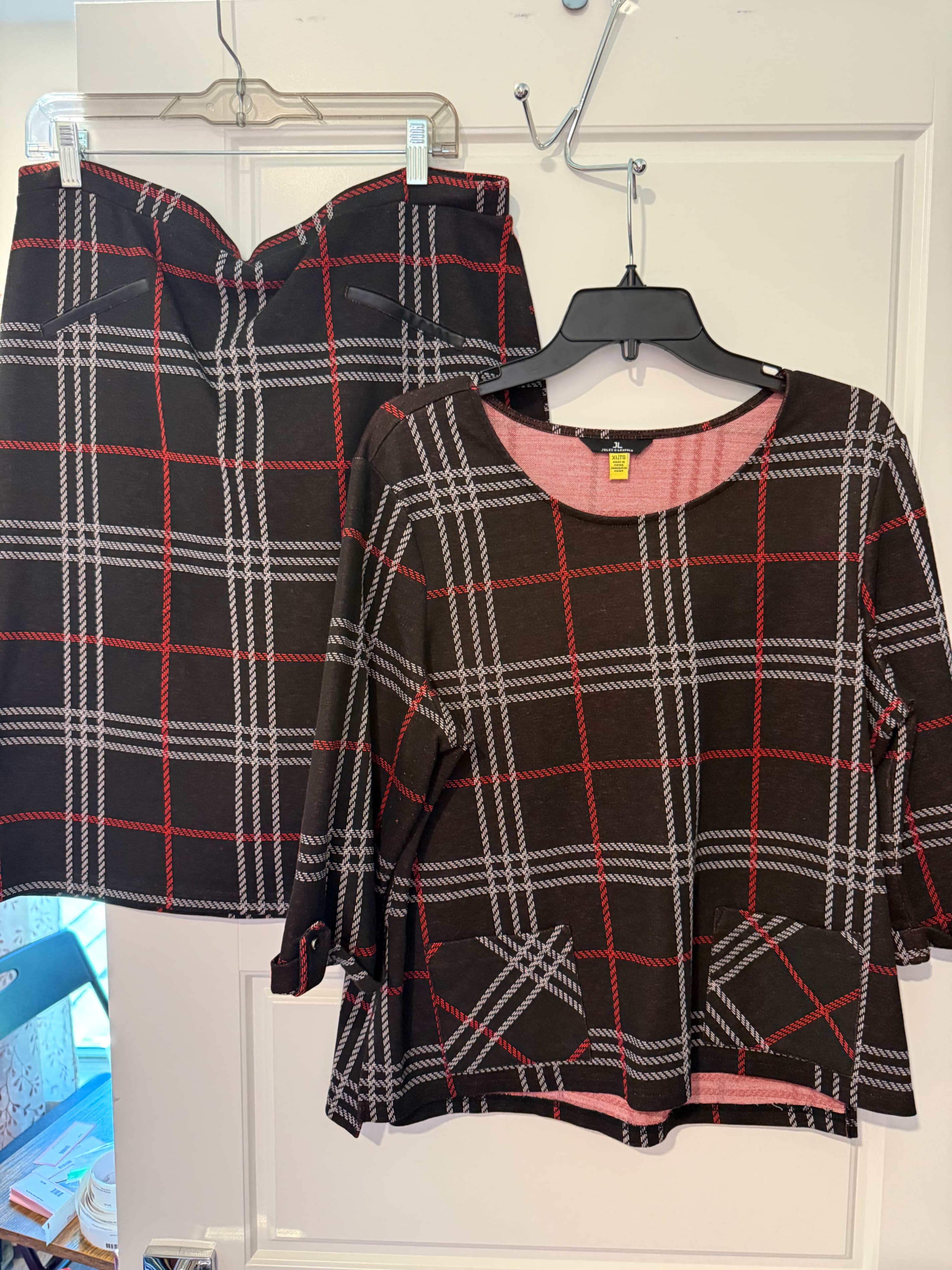 Jules & Leopold Plaid Top and Skirt Set XL