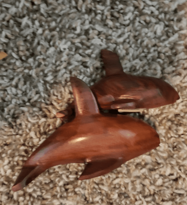 Vintage Hand-Carved Desert Ironwood Dolphin Figurines (Pair)