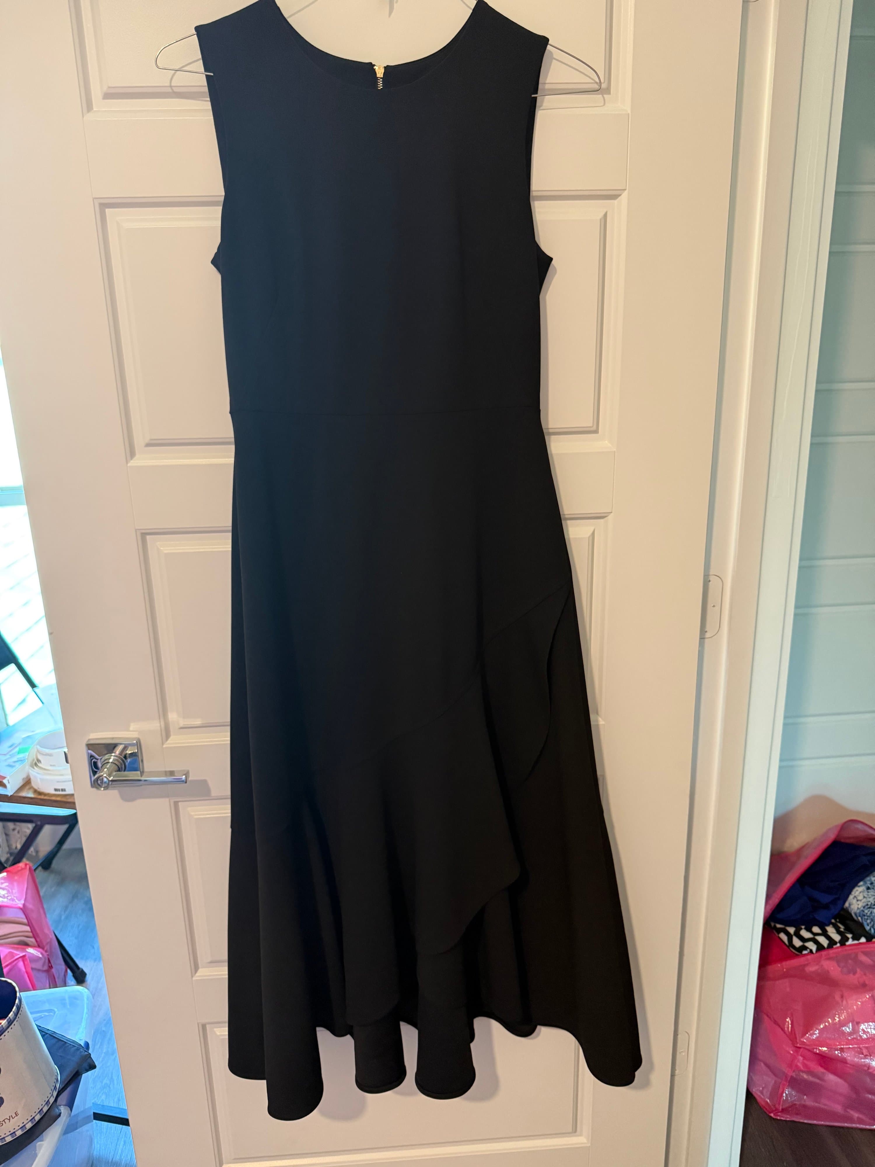 Calvin Klein Black Sleeveless Dress with Asymmetrical Hem