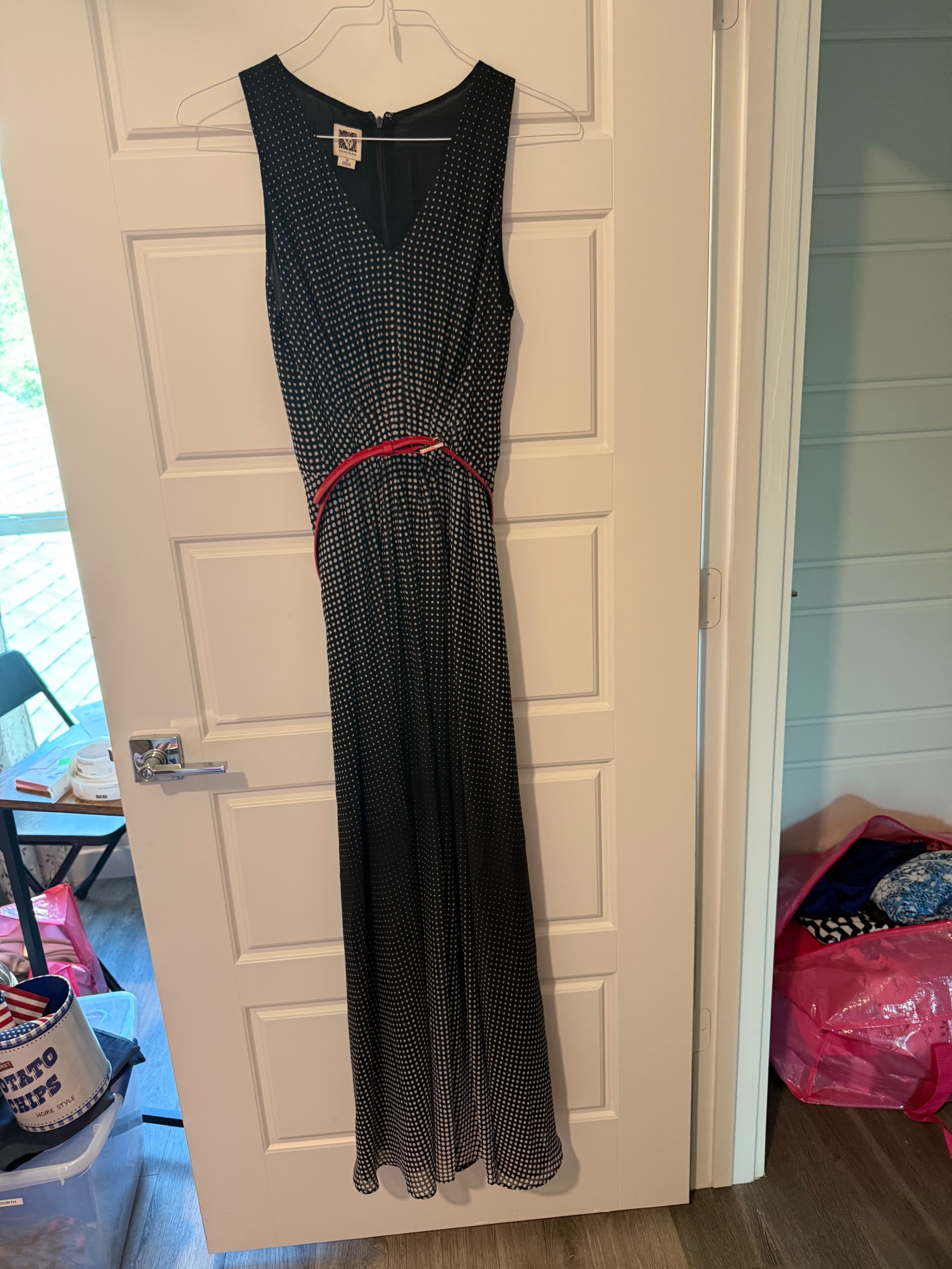 Anne Klein Polka Dot Maxi Dress Size 8